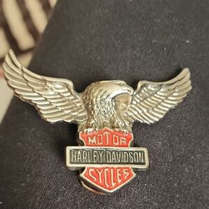 Harley-Davidson Silver and Red Winged Emblem Pin